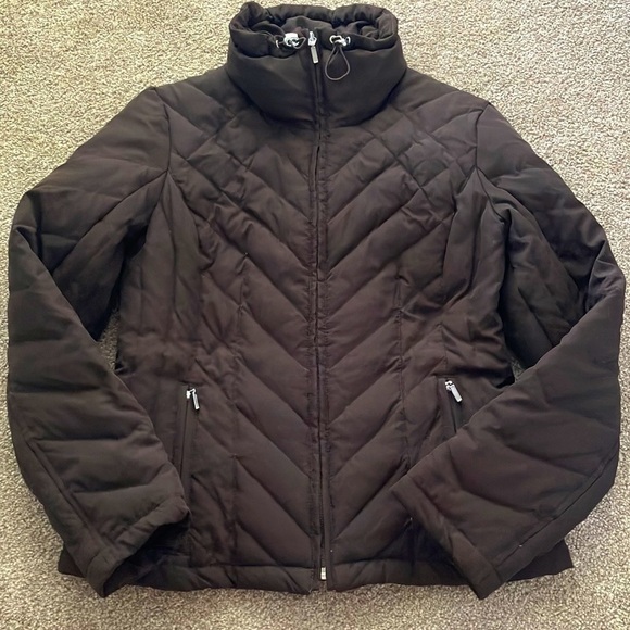 NINE WEST Separates Brown Full Zip Feather Quilted Down Puffer Jacket Size Small - Picture 1 of 5